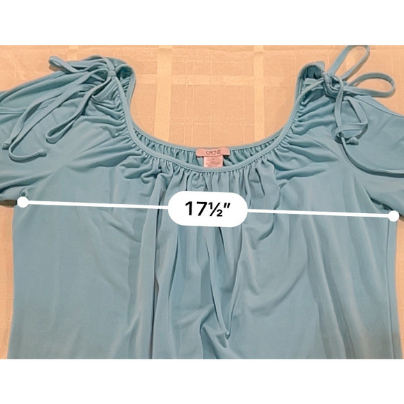Vintage 90's Cache Light Blue Tie Shoulder 3/4 Sleeve Y2K Size Medium Wide Waist - Picture 7 of 8